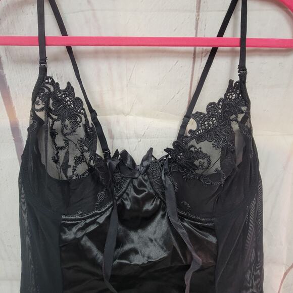 Womens 4xl US 16 Black Lace Sheer Baby Doll w/Thong Wired - Picture 4 of 7